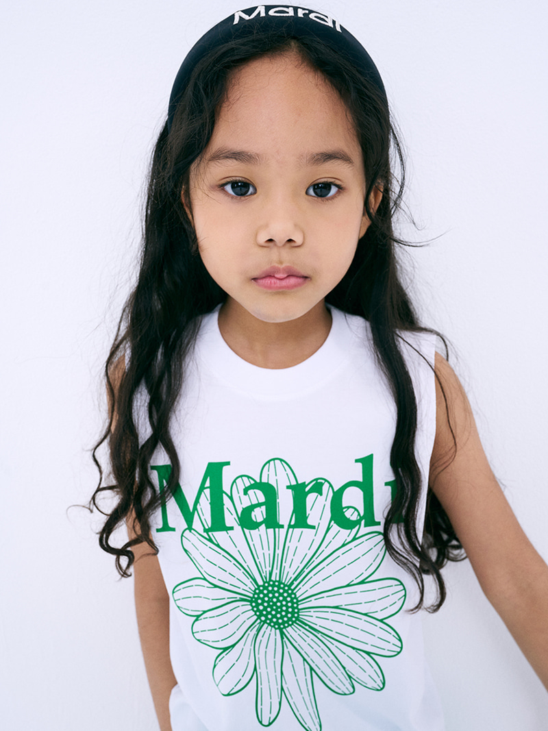 韓國MARDIMERCREDI - KIDS SLEEVELESS FLOWERMARDI_WHITE GREEN