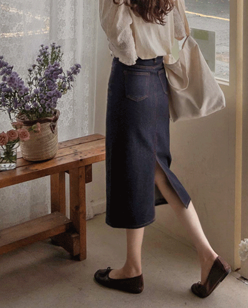 leelin-[엣지7부 논페이드 쫀득신축 트임밴드 스커트[size:S,M,L]]♡韓國女裝裙
