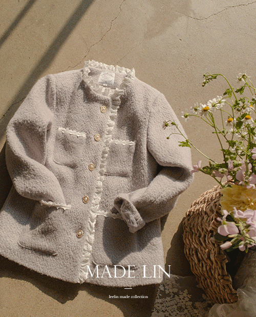 leelin-[[빅세일 20% 아우터행사]MADE LIN[그레이]샤일러 레이스 부드럽고 유연한 울테리 자켓[size:S(55),M(66)]]♡韓國女裝外套