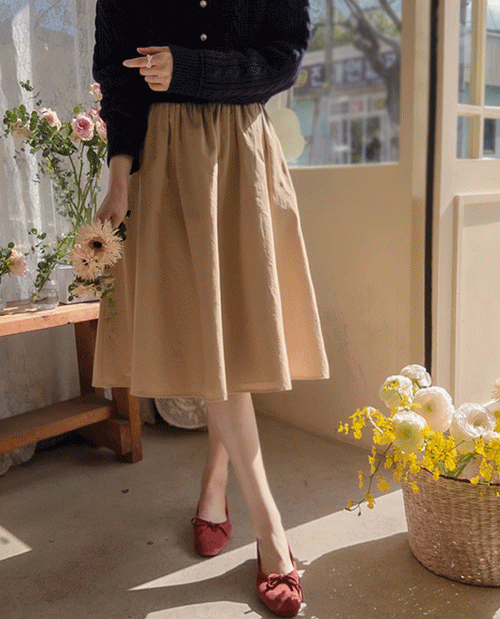 leelin - [클로저 허리포인트 앤샤링 볼륨엣지 스커트[size:S(55),M(66)][입고지연 2/28 입고예정!]]♡韓國女裝裙