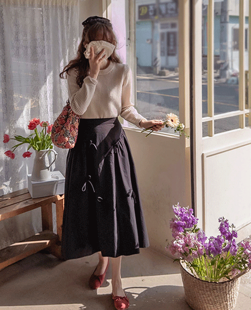 leelin - [마가레츠 슈가리본 앤샤링 엣지밴드 스커트[size:F(55~66)]]♡韓國女裝裙