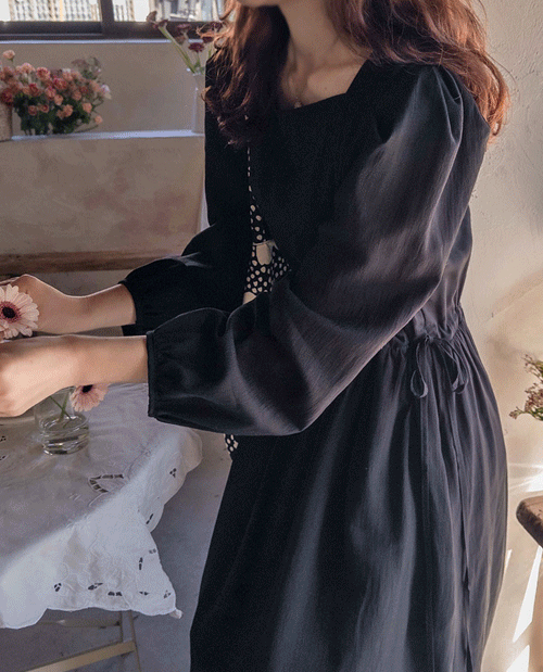 leelin - [줄리앙 스퀘어넥 허리끈 봄살랑핏 텐셀 원피스 [size:F(55~66)]]♡韓國女裝連身裙