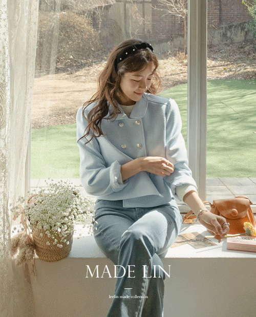 leelin - [[신상 1만8천원 특가 ][스카이블루]MADE LIN클레모어 둥근카라 더블버튼 트위드 자켓[size:F(55~66)]]♡韓國女裝外套