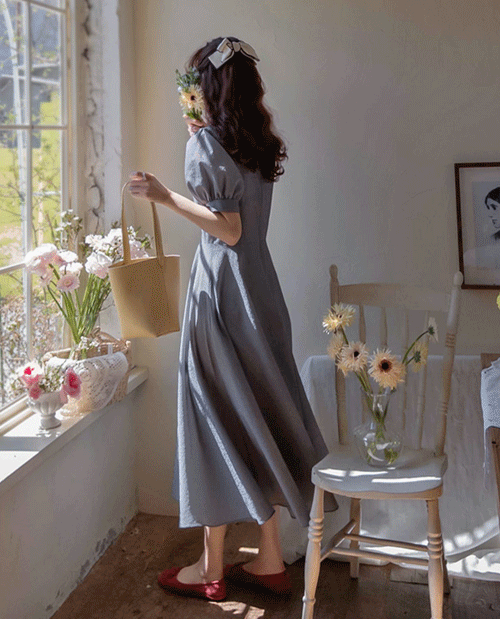 leelin - [센트리 봄봄체크 웨이브 엣지핏 원피스[size:F(55~66)]]♡韓國女裝連身裙
