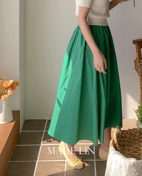 leelin - [[신상특가 6천원 할인]MADE LIN샐리아 로맨틱무드 코튼 플레어 밴딩 스커트]♡韓國女裝裙