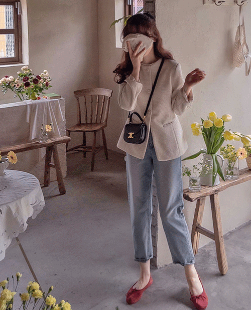 leelin - [펠리체 슬림라인 트위드 럭스한 엣지자켓 [size:F(55~66)]]♡韓國女裝外套