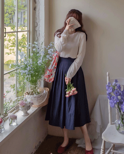 leelin - [앤나우 엣지주름 피그먼트 탄탄바스락 스커트[size:F(55~66)]]♡韓國女裝裙