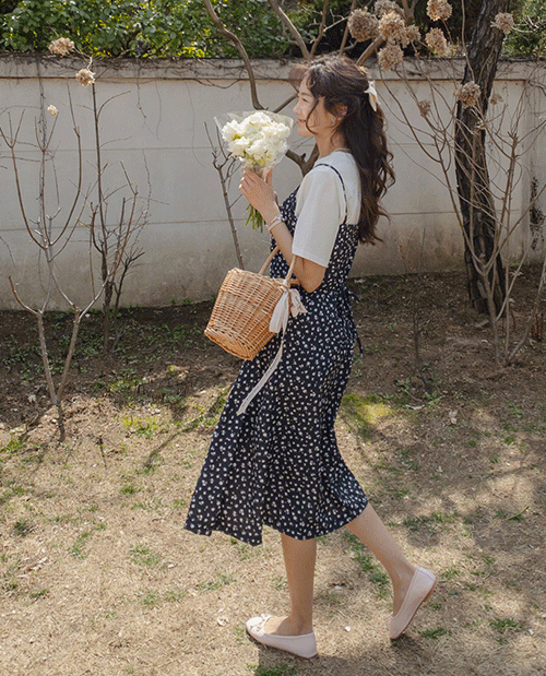 leelin - [포나 핀턱 플라워 원피스[size:F(55~66)]]♡韓國女裝連身裙