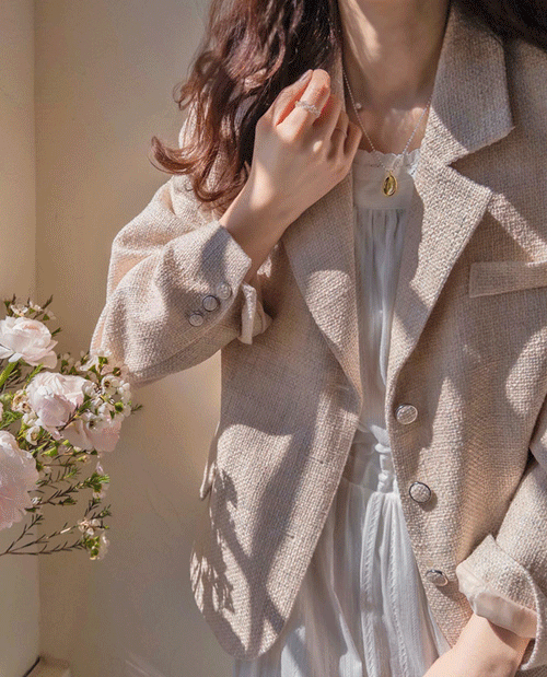 leelin - [클라이드 은은한펄 트위드 럭스 아웃핏 자켓[size:F(55~77)]]♡韓國女裝外套
